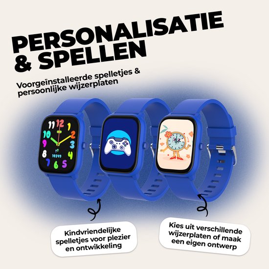 Denver smartwatch kinderen - bellen/sms/WhatsApp - Android & iOS - stappenteller hartslag bloeddrukmeter sportmodus - SWK120BU