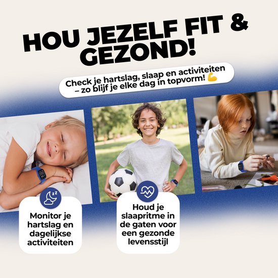Denver smartwatch kinderen - bellen/sms/WhatsApp - Android & iOS - stappenteller hartslag bloeddrukmeter sportmodus - SWK120BU