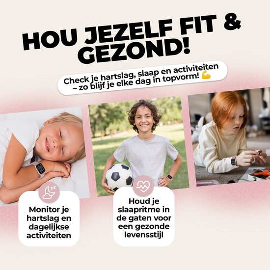 Denver smartwatch kinderen - bellen/sms/whatsapp - Android & iOS - stappenteller - hartslag- en bloeddrukmeter - SWK120RO