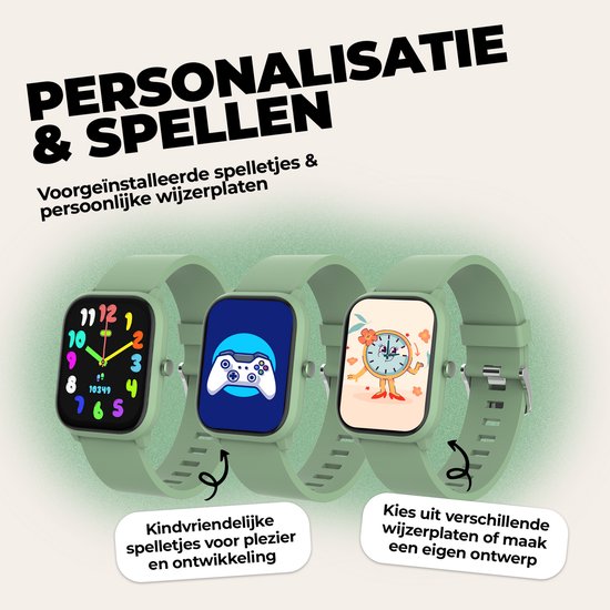 Denver smartwatch kinderen - bellen/sms/whatsapp - Android & iOS - stappenteller - hartslag- en bloeddrukmeter - SWK120GN