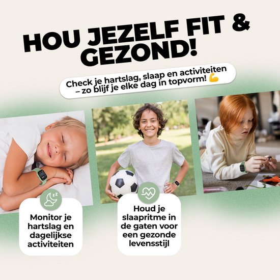 Denver smartwatch kinderen - bellen/sms/whatsapp - Android & iOS - stappenteller - hartslag- en bloeddrukmeter - SWK120GN