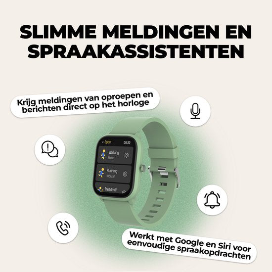 Denver smartwatch kinderen - bellen/sms/whatsapp - Android & iOS - stappenteller - hartslag- en bloeddrukmeter - SWK120GN