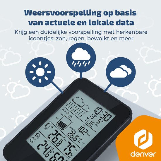 Denver weerstation WSR560 - binnen & buiten - hygrometer - regenmeter - temperatuur