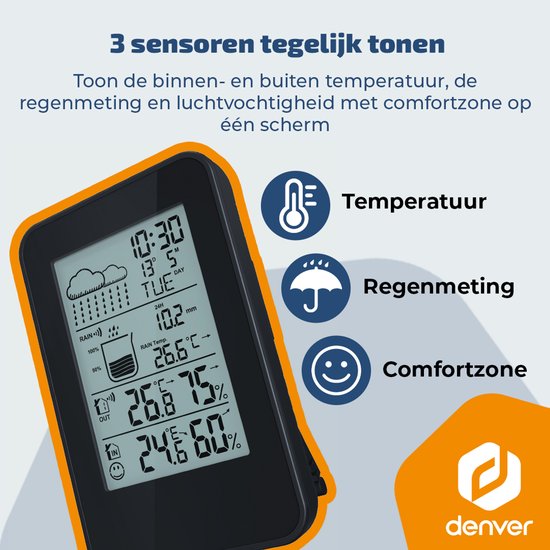 Denver weerstation WSR560 - binnen & buiten - hygrometer - regenmeter - temperatuur