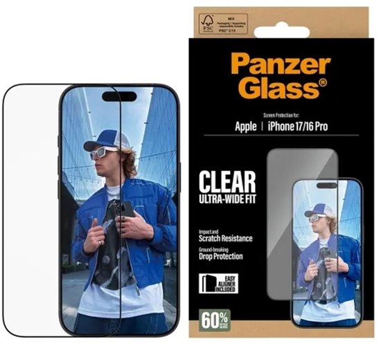 PanzerGlass Ultra-Wide Fit screenprotector - iPhone 17 - case friendly