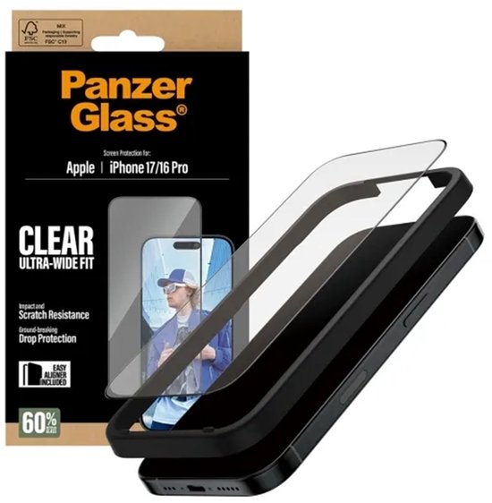 PanzerGlass Ultra-Wide Fit screenprotector - iPhone 17 - case friendly