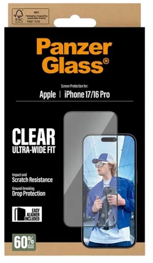 PanzerGlass Ultra-Wide Fit screenprotector - iPhone 17 - case friendly