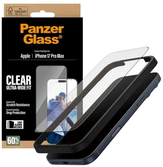 PanzerGlass Ultra-Wide Fit screenprotector - Apple iPhone 17 Pro Max - hoesje vriendelijk