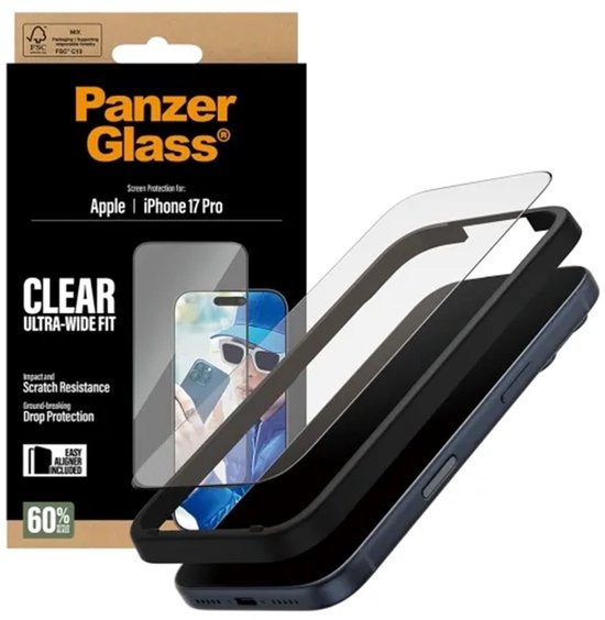 PanzerGlass Ultra-Wide Fit screenprotector - Apple iPhone 17 Pro - hoesje vriendelijk