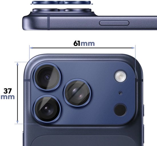 PanzerGlass Fender cameraprotector - geschikt voor Apple iPhone 17 Pro Max - aluminium case friendly - Deep Blue
