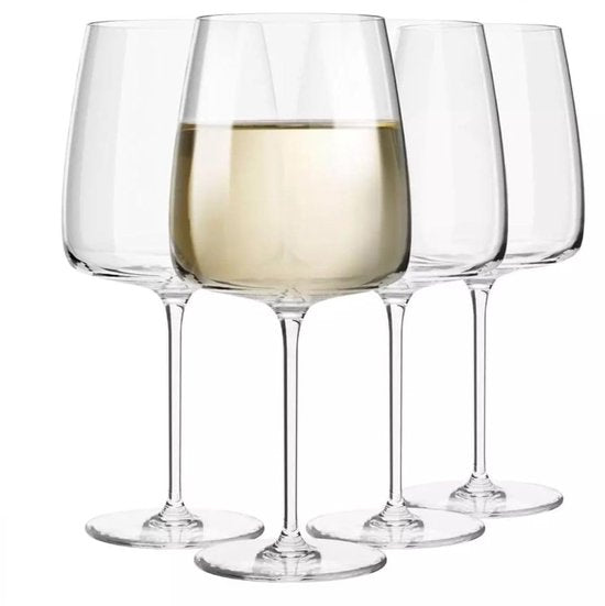 Krosno witte wijnglazen set van 4 - loodvrij kristalglas - vaatwasmachinebestendig - 480 ml