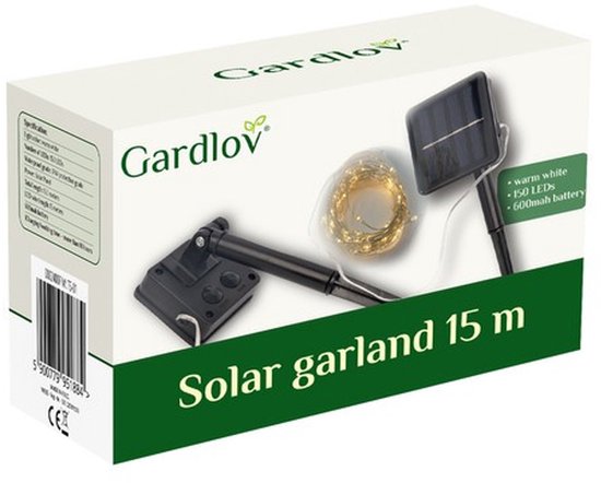 Gardlov solar lichtslinger - 15 m IP44 waterdicht 8 modi