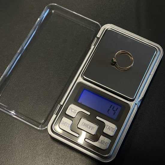 Ruhhy precisieweegschaal - 0,1-500 gram - compact - inclusief batterijen - Zilver