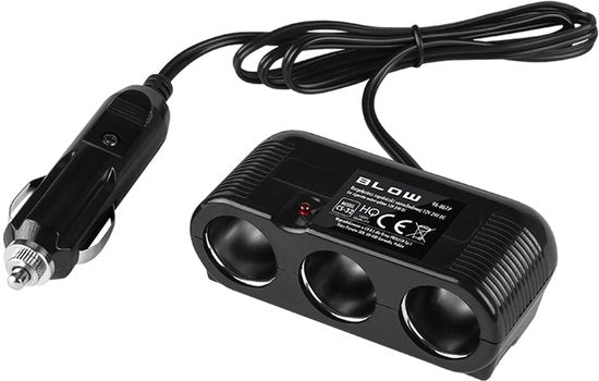 BLOW cigarette lighter splitter - CS-32 - 3 connections 12V/24V - with cable and LED indicator