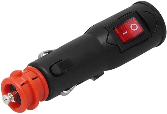 BLOW W22 auto sigarettenaansteker plug - schakelaar 12V/24V 10A - zekeringbeveiliging - Zwart/Rood