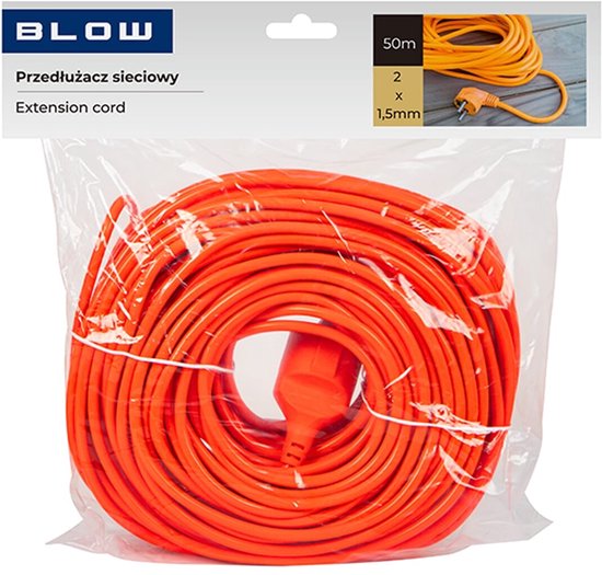 BLOW tuinverlengkabel - 2×1,5 mm² PVC H05VV-F - niet geaard - 50 meter - Oranje