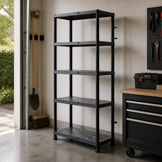 Qbrick stellingkast - kunststof met 5 planken en wandbevestiging - 74×32×175 cm