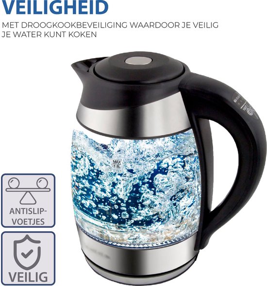 Esperanza EKK026 waterkoker - glas LED verlichting 1,7 liter - instelbare temperatuur