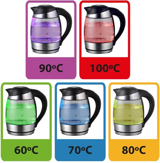 Esperanza EKK026 waterkoker - glas LED verlichting 1,7 liter - instelbare temperatuur