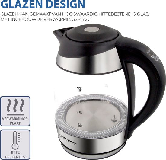 Esperanza EKK026 waterkoker - glas LED verlichting 1,7 liter - instelbare temperatuur
