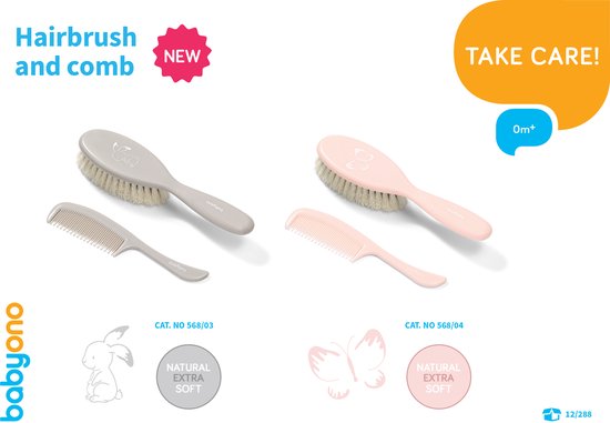 Babyono babyverzorgingsset - superzachte borstel - antistatisch en ergonomisch