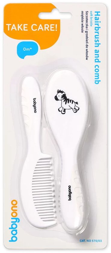 Babyono haarborstel en kam set - zachte haren - Wit