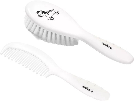 Babyono haarborstel en kam set - zachte haren - Wit