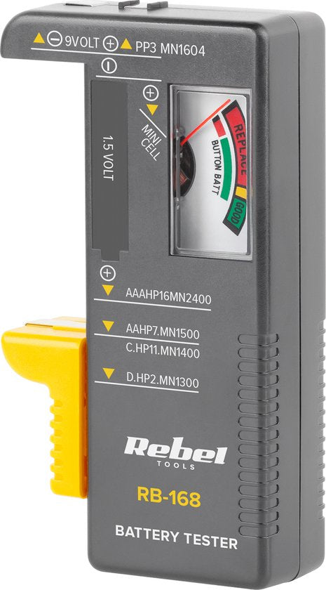 Rebel batterijtester - AAA/AA/C/D/9V/knoopcellen - analoog