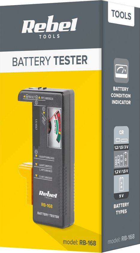 Rebel batterijtester - AAA/AA/C/D/9V/knoopcellen - analoog