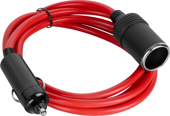 Verlengsnoer sigarettenaansteker - 15A 12/24V max 120W - 1,5 meter - Rood