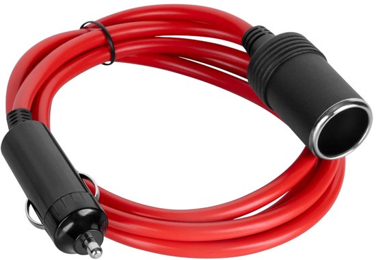Verlengsnoer sigarettenaansteker - 15A 12/24V max 120W - 1,5 meter - Rood