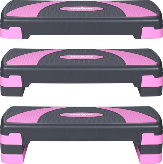 Rebel Active stepper - aerobics stepbank in hoogte verstelbaar tot 20 cm - Grijs paars