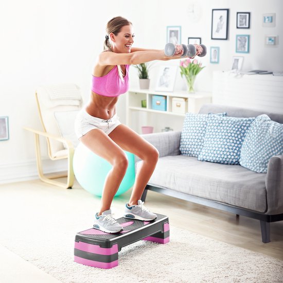 Rebel Active stepper - aerobics stepbank in hoogte verstelbaar tot 20 cm - Grijs paars