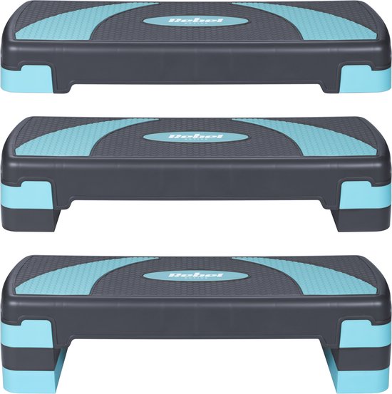 Rebel Active stepper - aerobics stepbank in hoogte verstelbaar tot 20 cm - Grijs blauw