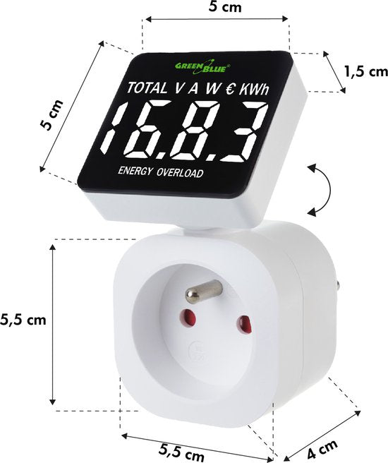 GreenBlue energiemeter - 16A max. 3.680W - 220-240V - GB620 E
