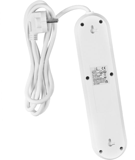 Maclean stekkerdoos - verlengkabel 1,5 m - 3 stopcontacten + 3× USB - max. 2500 watt - Wit