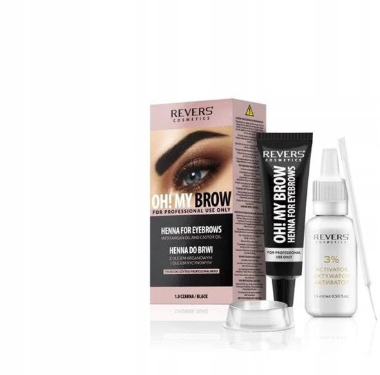 Revers Cosmetics Oh! My Brow 1.0 eyebrow henna - with argan oil - long-lasting colour - Black
