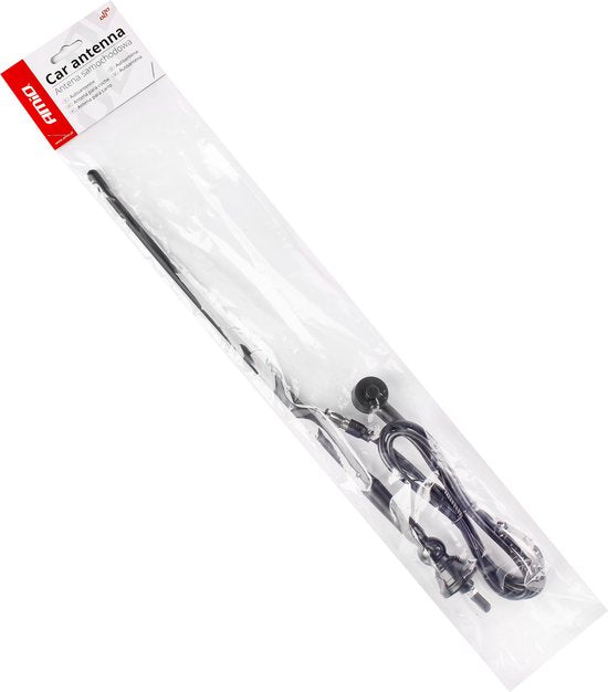 Amio auto antenne - universeel met voet - 34 cm - 5 mm - 1,4 m kabel - Rubber