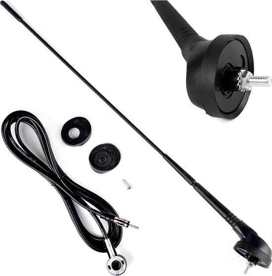 Amio auto antenne - universeel met voet - 40 cm - 5 mm - 2,3 m kabel