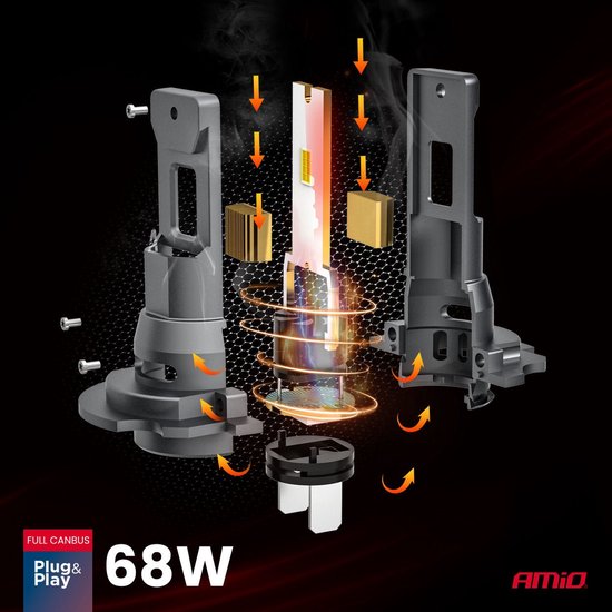 AMiO F25 Black Edition LED headlight bulbs - H7 - 12/24V - 7646 lumen 6000K daylight white - full CANbus