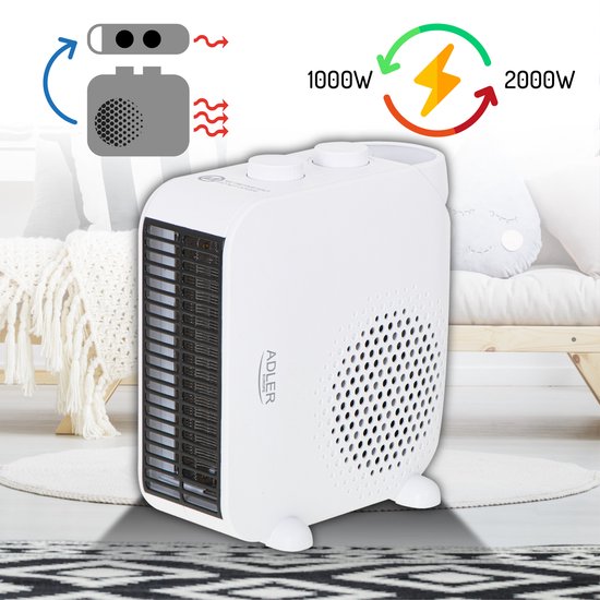 Adler ventilatorkachel - dubbele functie - 2000 watt - Wit