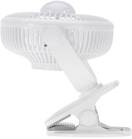 Adler AD 7335 ventilator - draagbaar met klem en LED-verlichting - 3 snelheden - oplaadbaar via USB - 6 watt - Wit