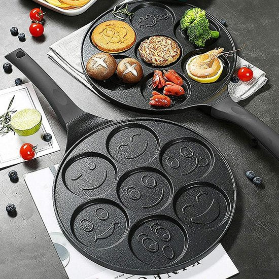 Pannenkoekenpan - anti-aanbak 7 vakken - Smiley