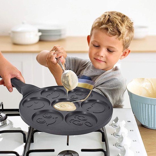 Pannenkoekenpan - anti-aanbak 7 vakken - Smiley