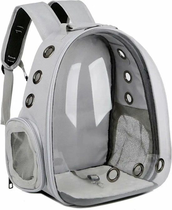 Huisdieren rugzak - draagtas katten/kleine honden 30×25×40 cm - Transparant/Grijs