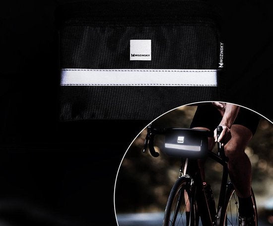Wozinsky WBB12BK fietstas - voor stuur - 2 liter - reflecterende streep - Zwart