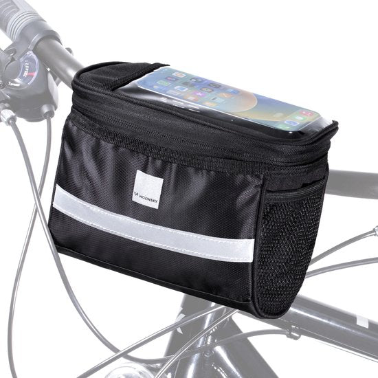 Wozinsky WBB12BK fietstas - voor stuur - 2 liter - reflecterende streep - Zwart