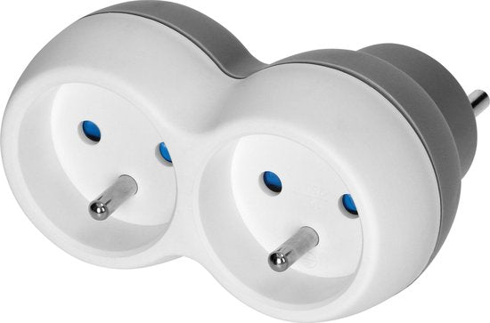 Stopcontact splitter - verdeelstekker 2× French 3680 watt - Wit