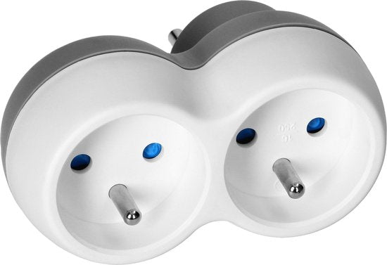 Stopcontact splitter - verdeelstekker 2× French 3680 watt - Wit