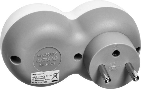 Stopcontact splitter - verdeelstekker 2× French 3680 watt - Wit